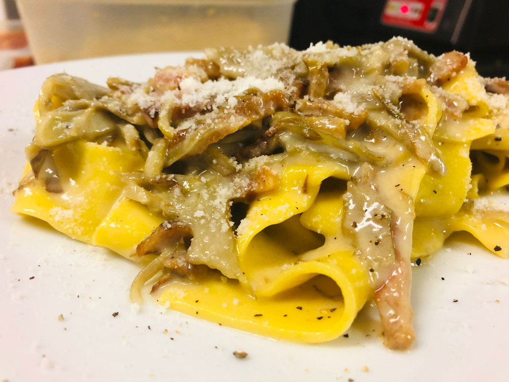 Pappardella carciofi e guanciale <br>2 Porzioni